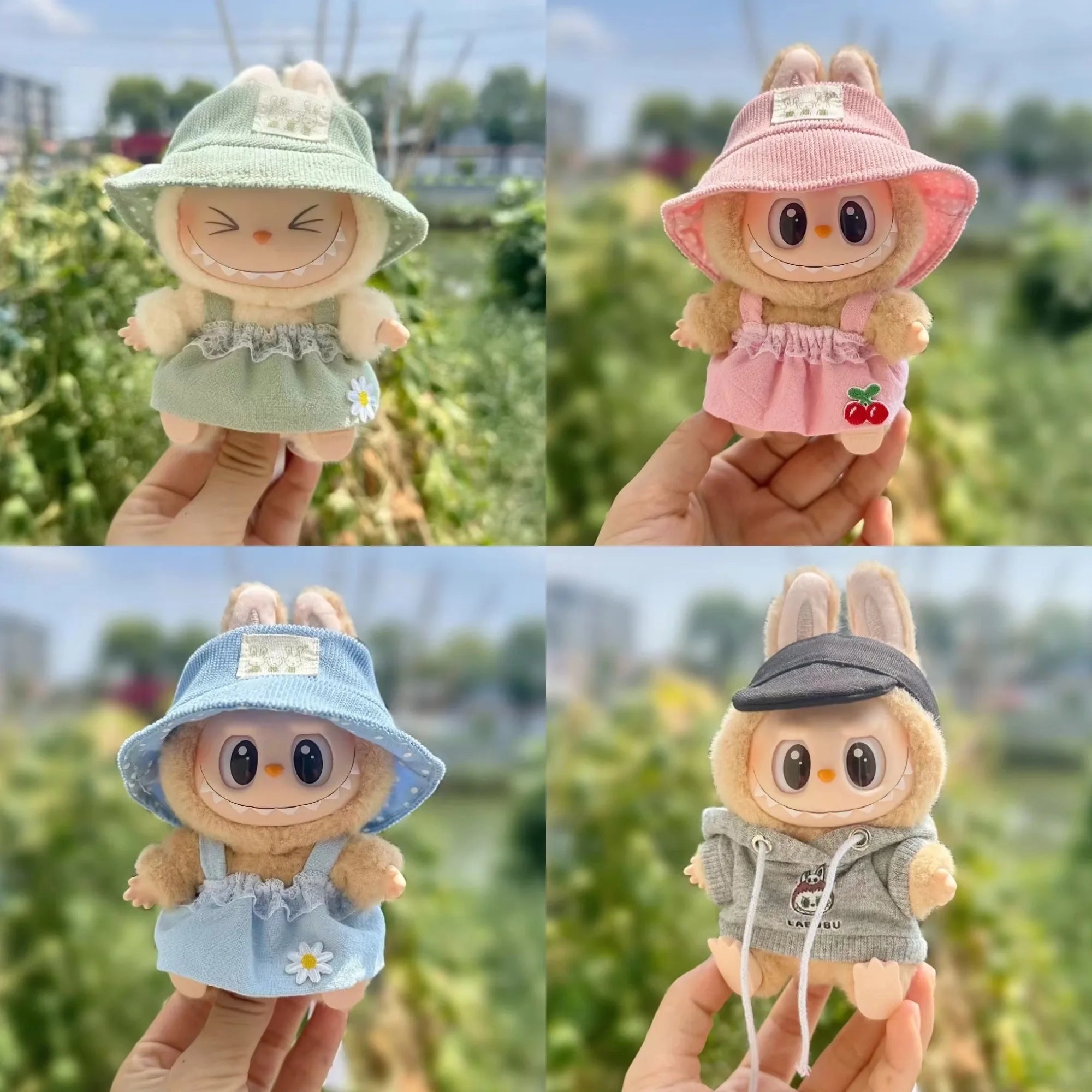 Cute Mini Plush Doll'S Dress with Hat17cm Labubu I II Idol Dolls Accessories For Korea Kpop Exo Sitting Party Clothing Cute Mini Plush Doll'S Dress with Hat17cm Labubu I II Idol Dolls Accessories For Korea Kpop Exo Sitting Party Clothing